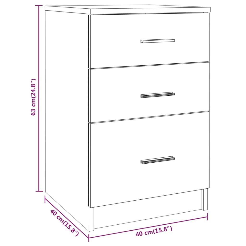 Table de chevet Sonoma gris 40x40x63 cm Bois d'ingénierie - XIOS