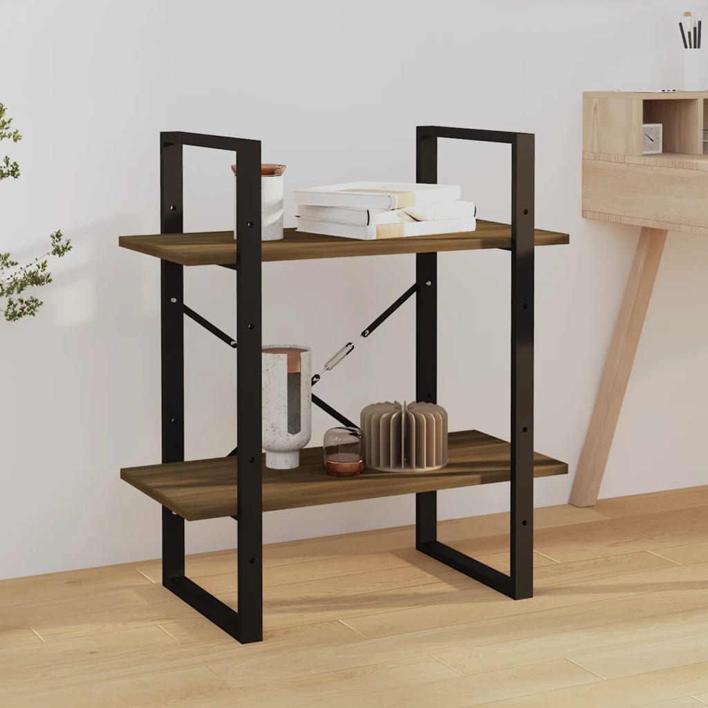 Bibliothèque 2 niveaux Chêne brun 60x30x70 cm Bois d'ingénierie - XIOS