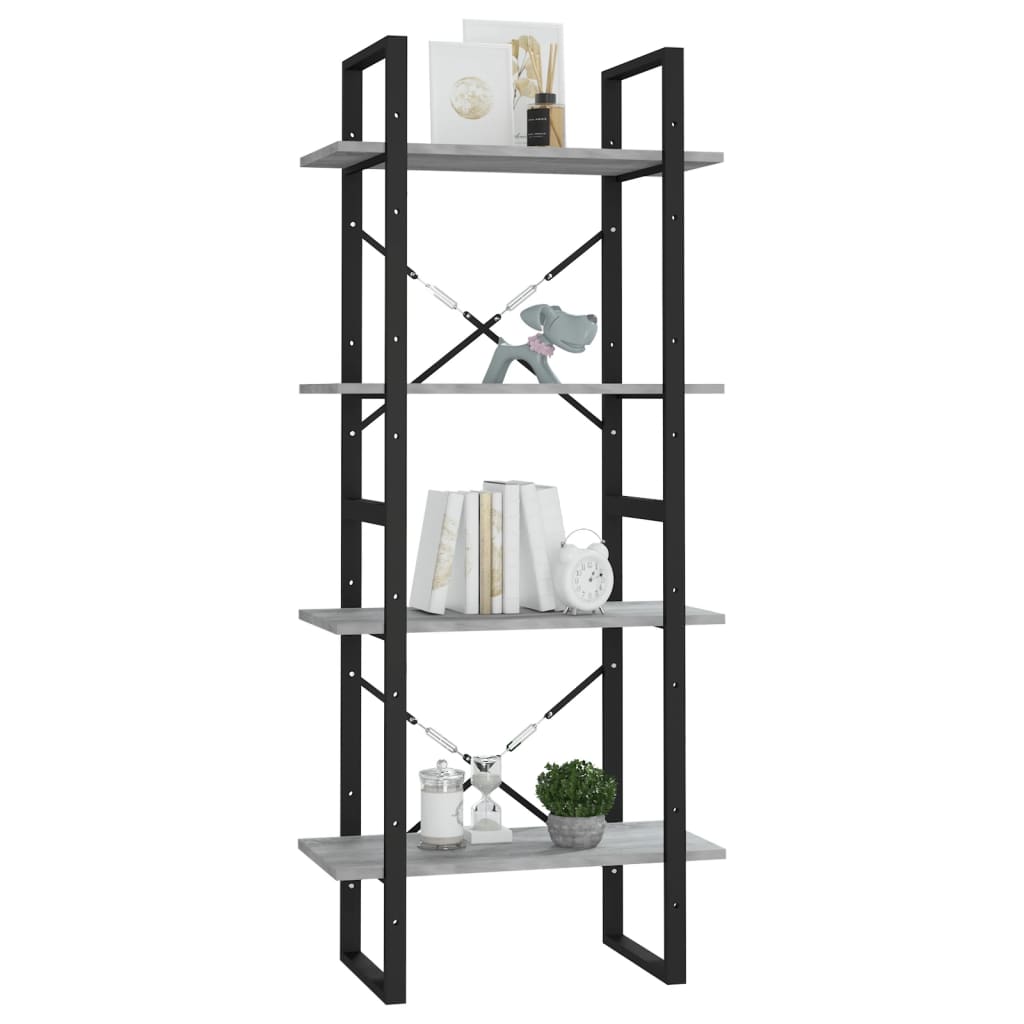 Bibliothèque 4 niveaux Sonoma gris 60x30x140 cm - XIOS