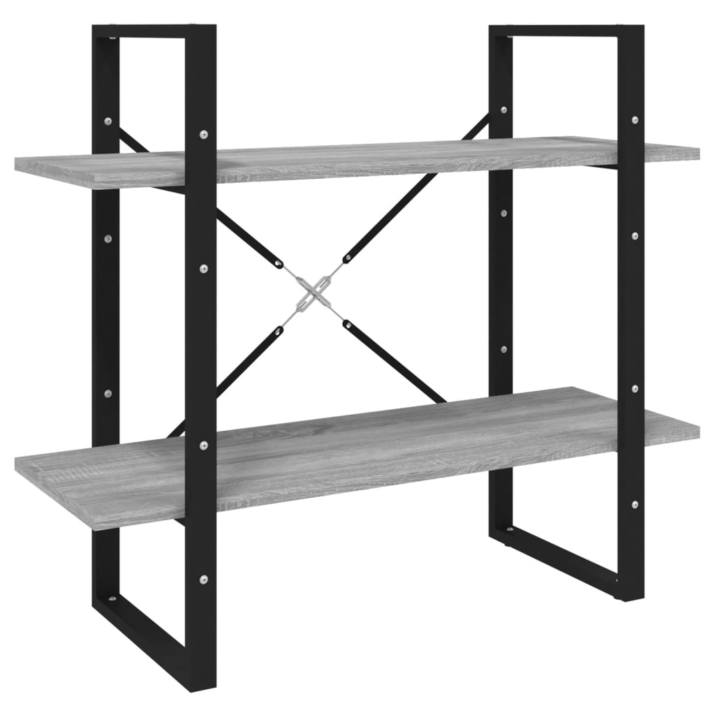 Bibliothèque 2 niveaux Sonoma gris 80x30x70cm Bois d'ingénierie - XIOS