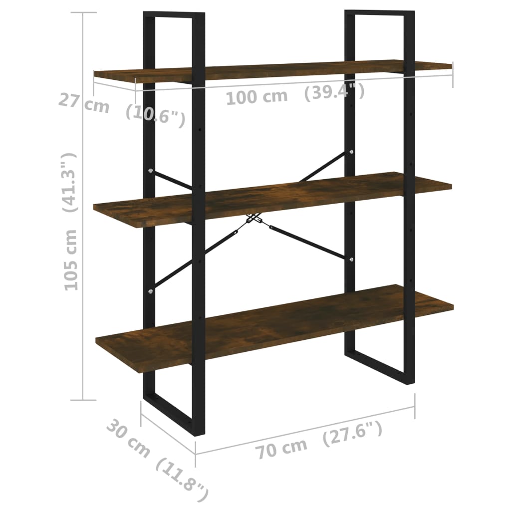 Bibliothèque Chêne fumé 100x30x105 cm Bois d'ingénierie - XIOS