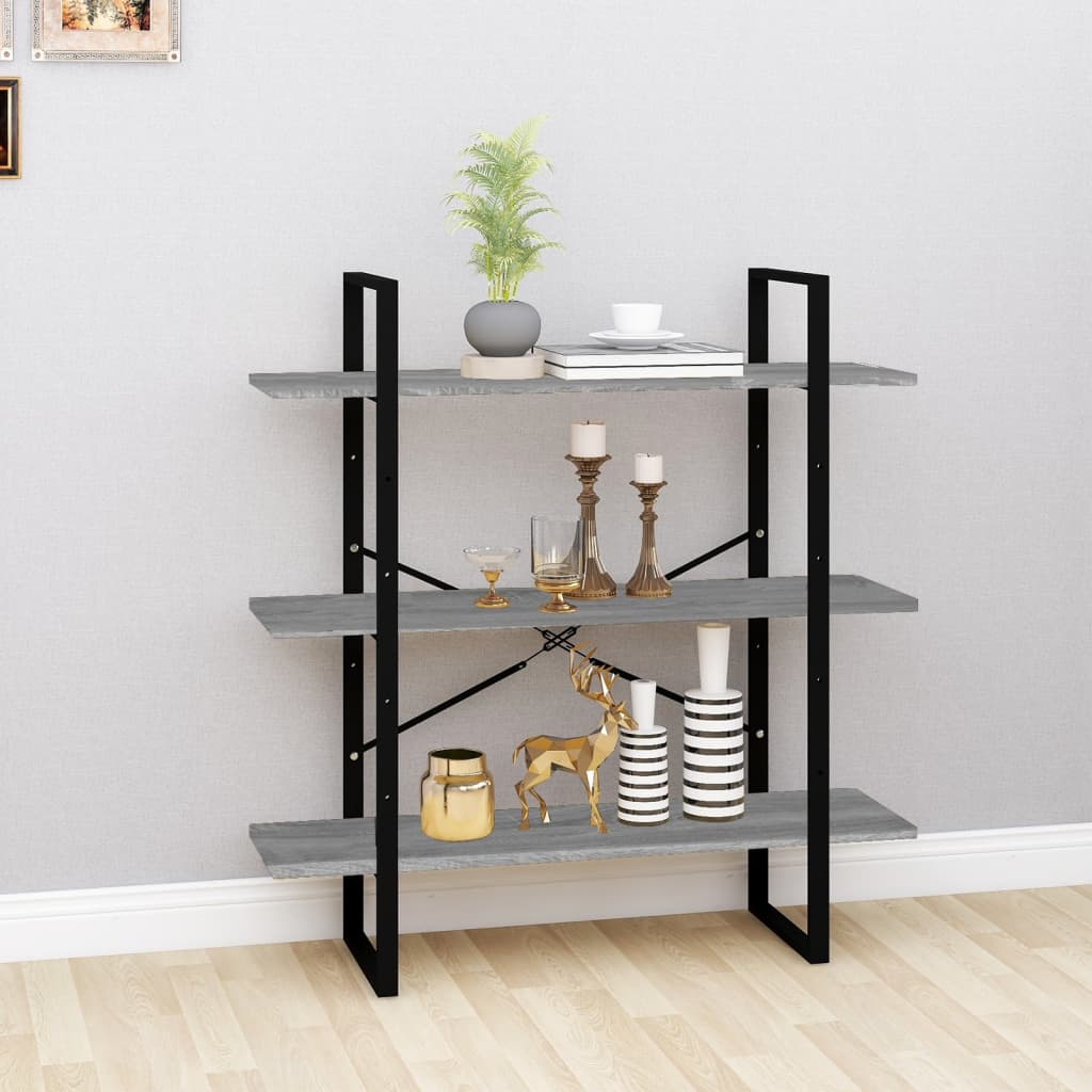Bibliothèque Sonoma gris 100x30x105 cm Bois d'ingénierie - XIOS