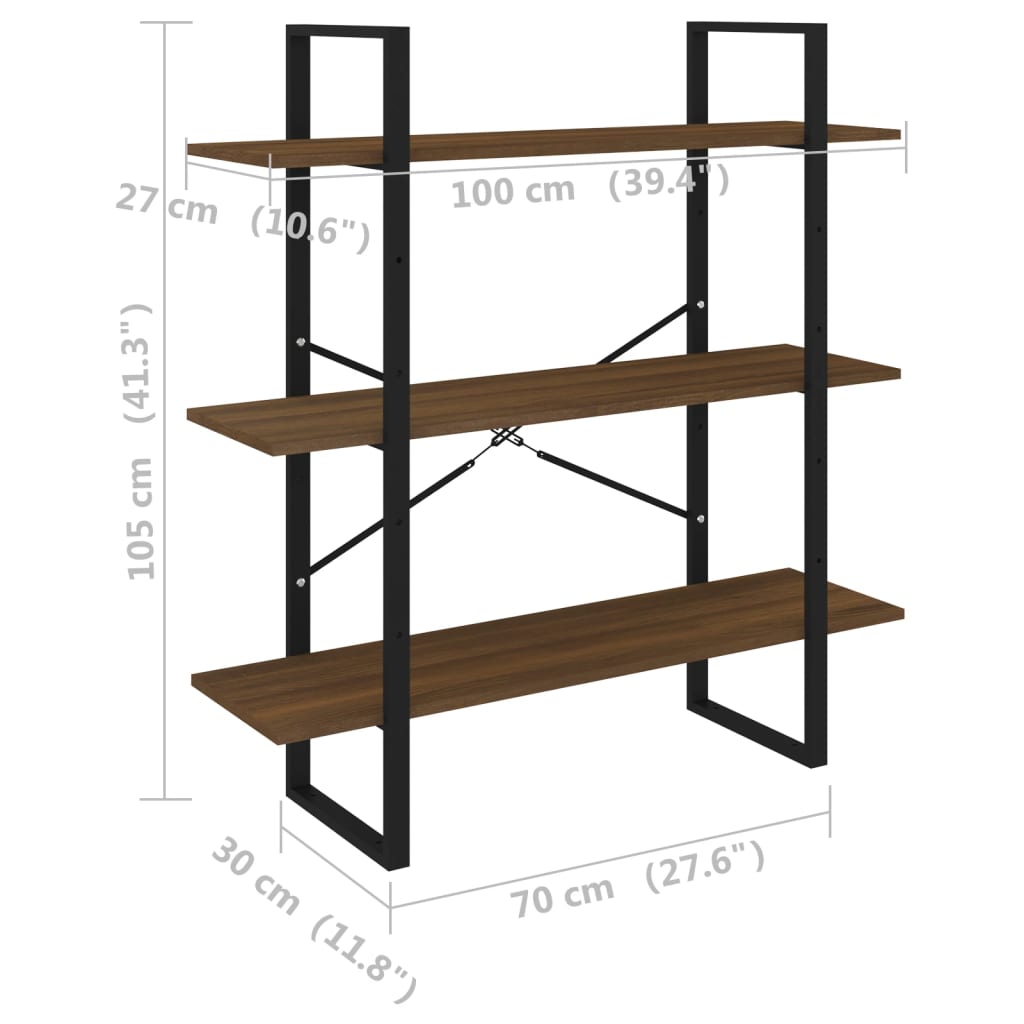 Bibliothèque Chêne marron 100x30x105 cm Bois d'ingénierie - XIOS