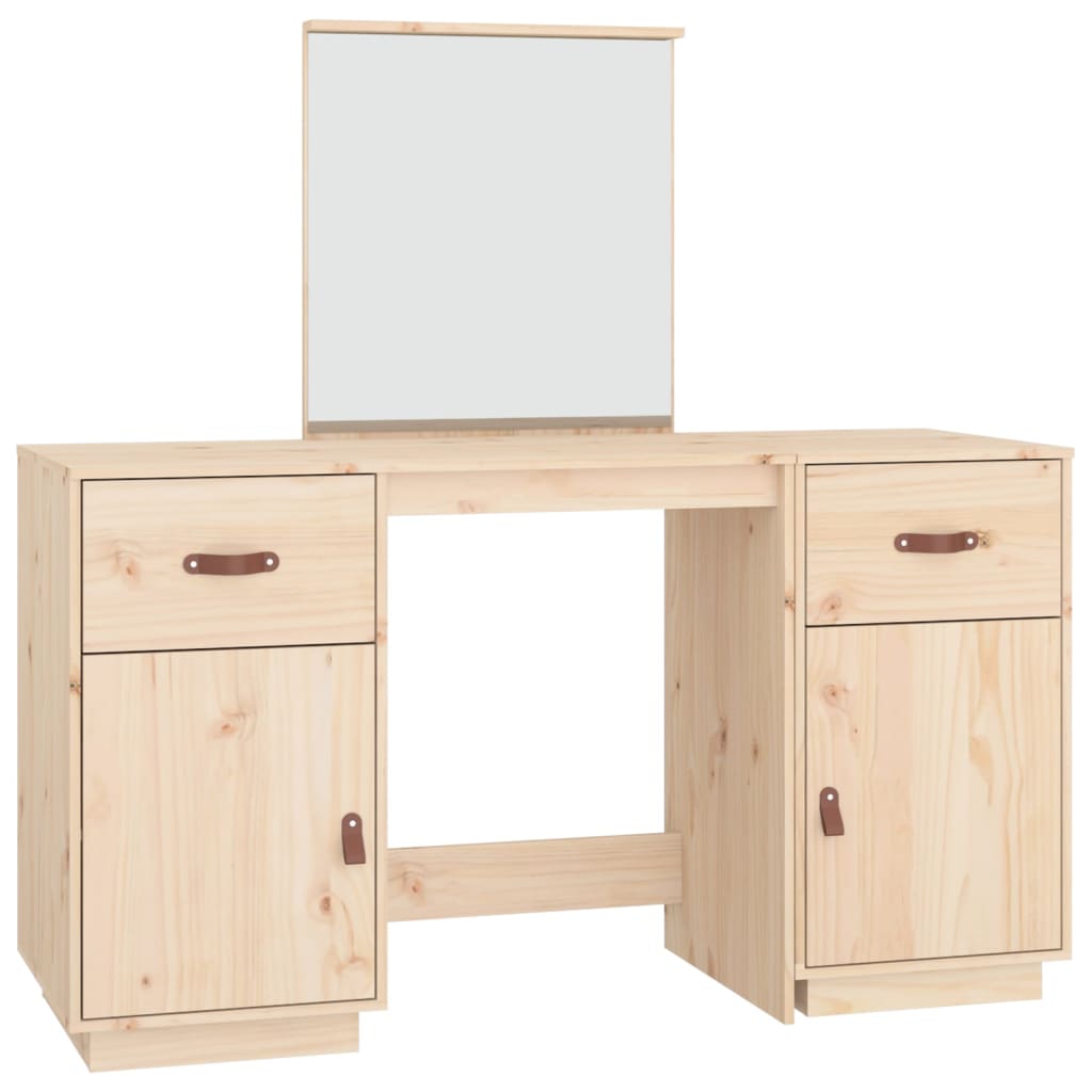 Ensemble de coiffeuse avec miroir Bois de pin solide Coiffeuses vidaXL