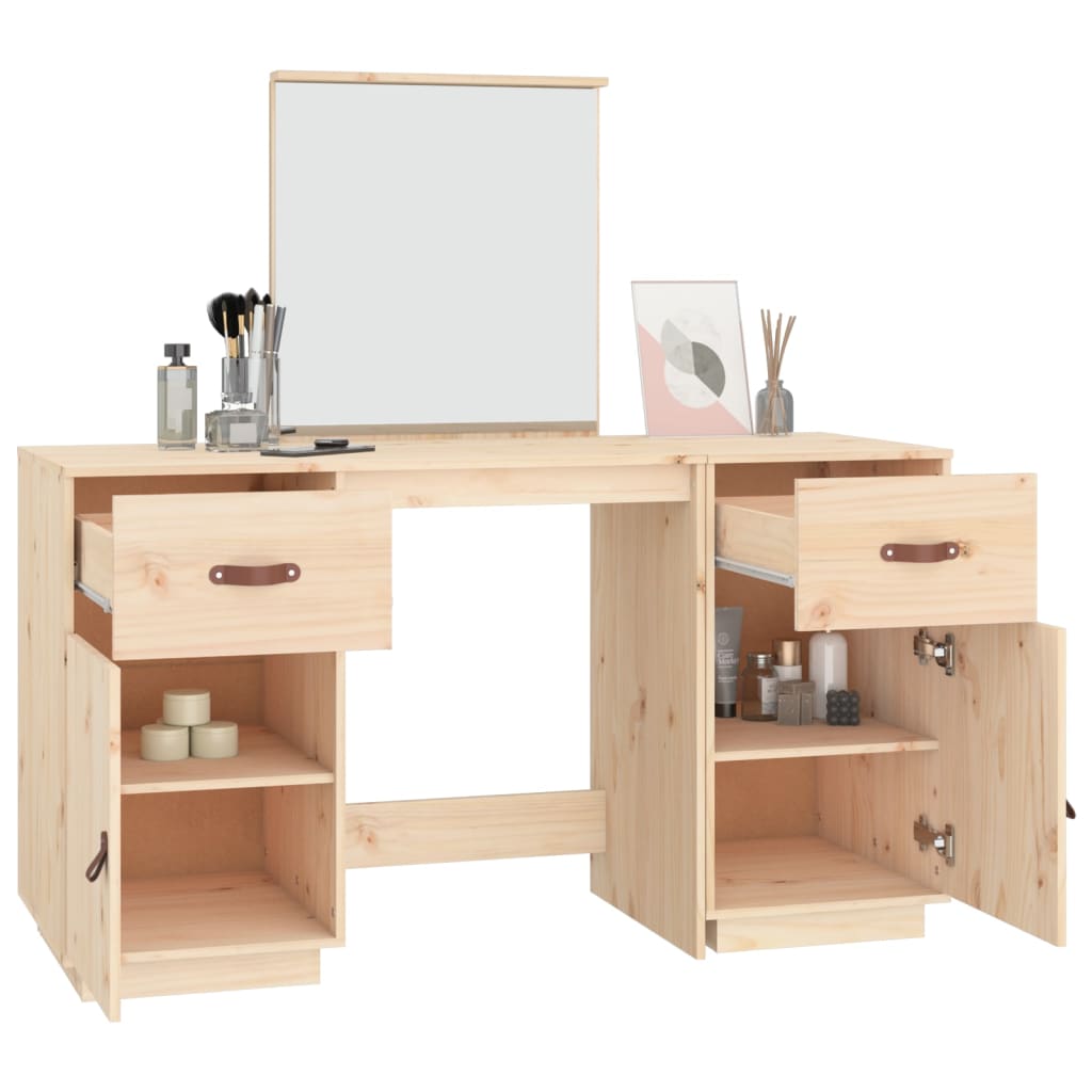 Ensemble de coiffeuse avec miroir Bois de pin solide Coiffeuses vidaXL