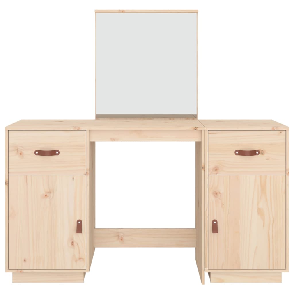 Ensemble de coiffeuse avec miroir Bois de pin solide Coiffeuses vidaXL