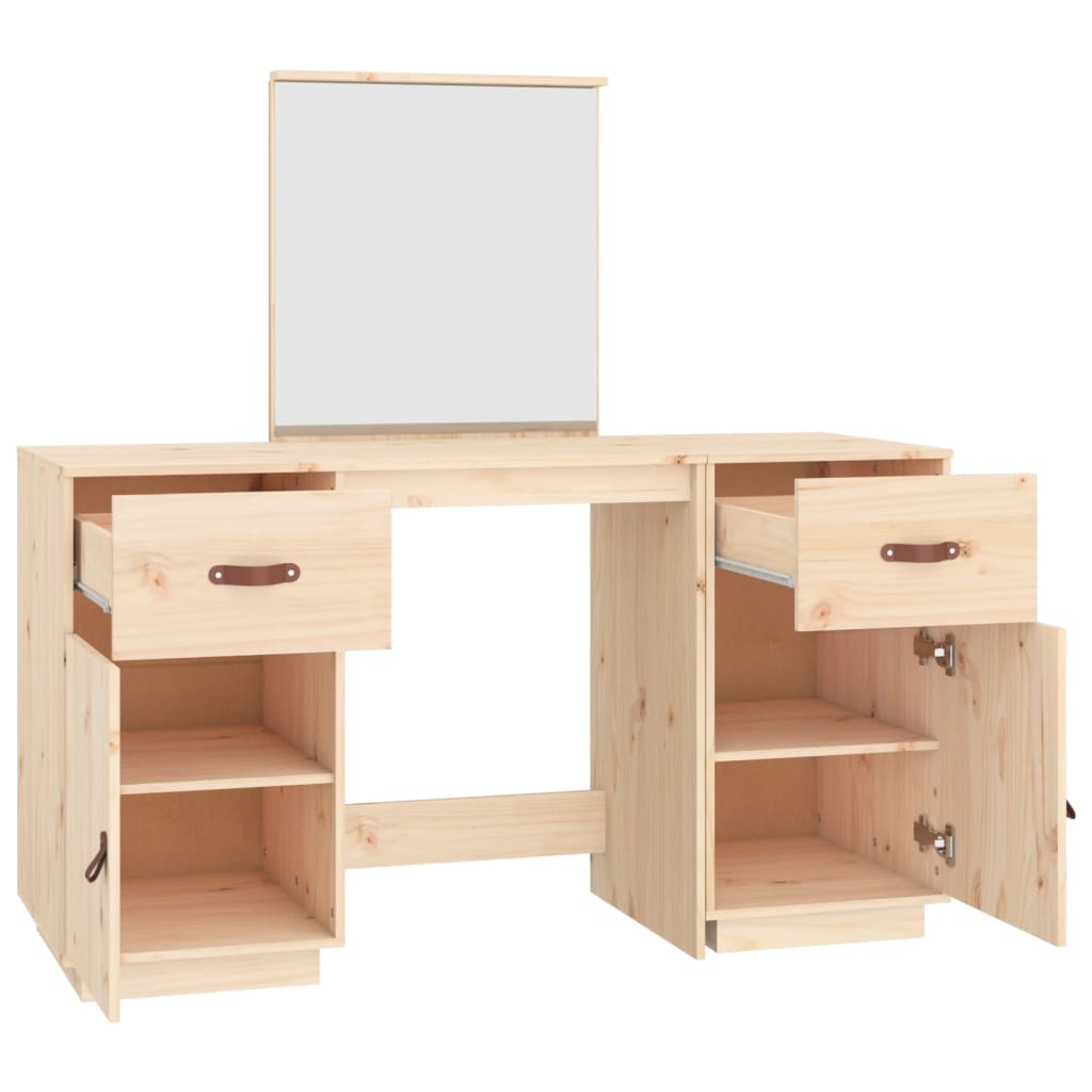 Ensemble de coiffeuse avec miroir Bois de pin solide Coiffeuses vidaXL