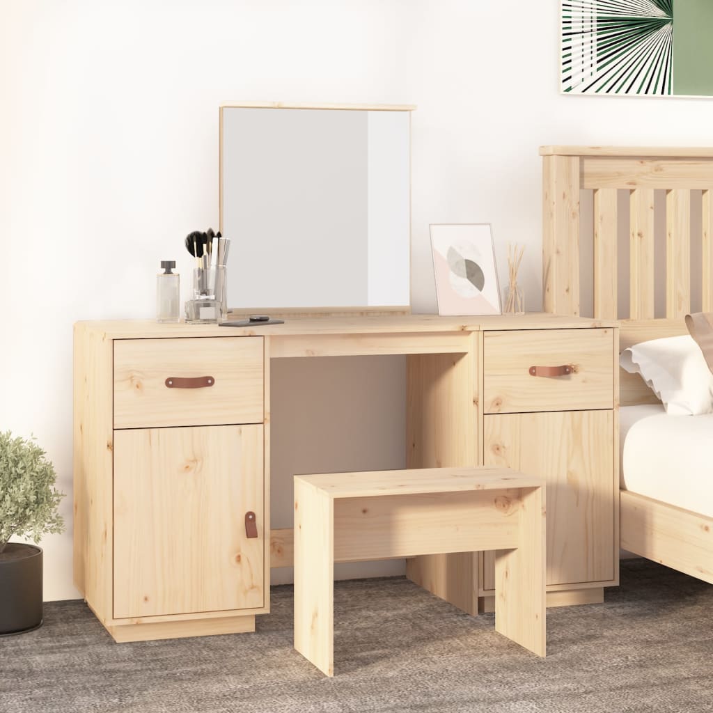 Ensemble de coiffeuse avec miroir Bois de pin solide Coiffeuses vidaXL
