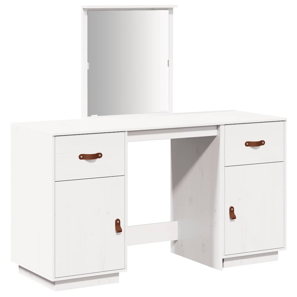 Ensemble de coiffeuse avec miroir Blanc Bois de pin solide - XIOS