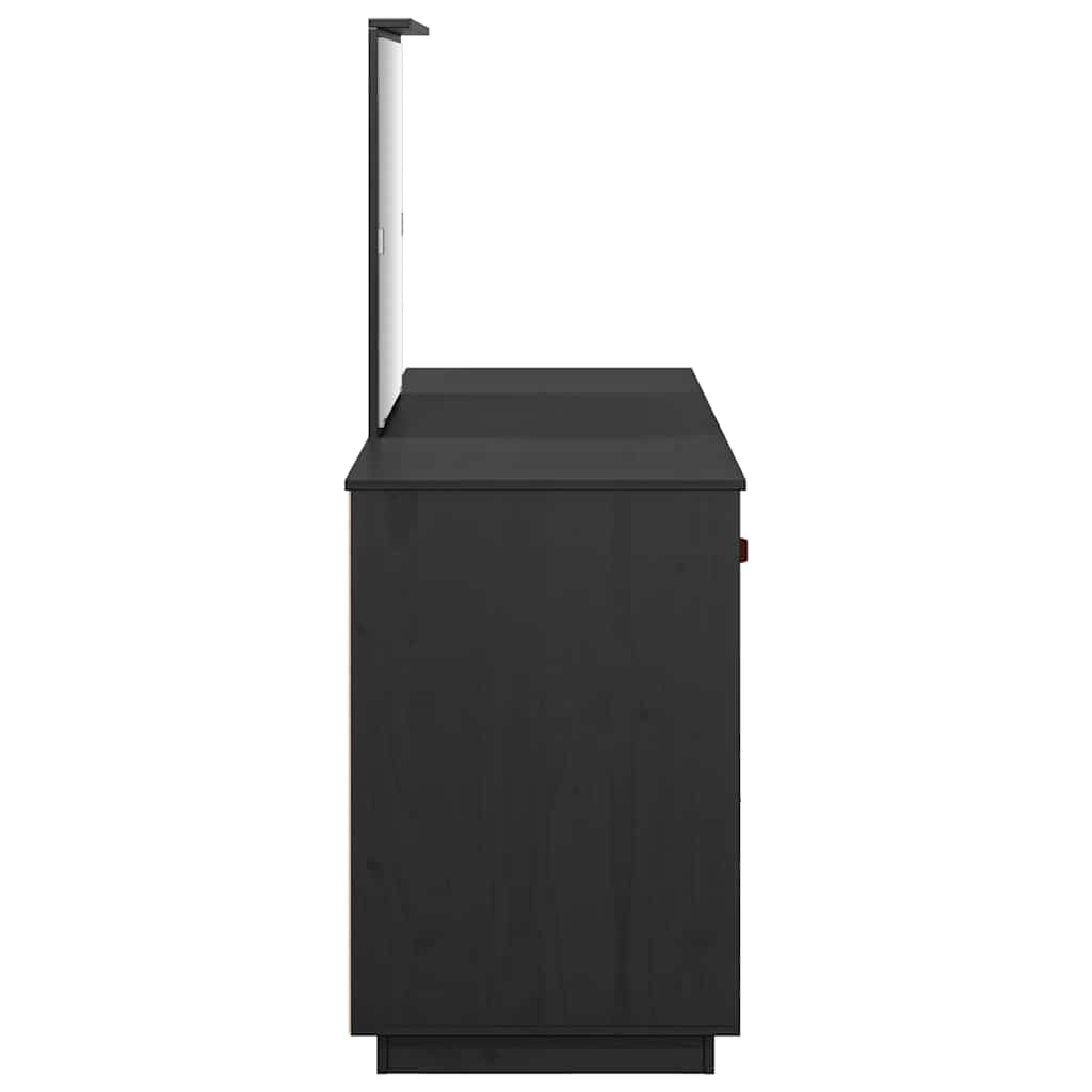 Ensemble de coiffeuse avec miroir noir bois de pin solide - XIOS
