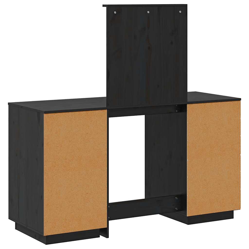 Ensemble de coiffeuse avec miroir noir bois de pin solide - XIOS