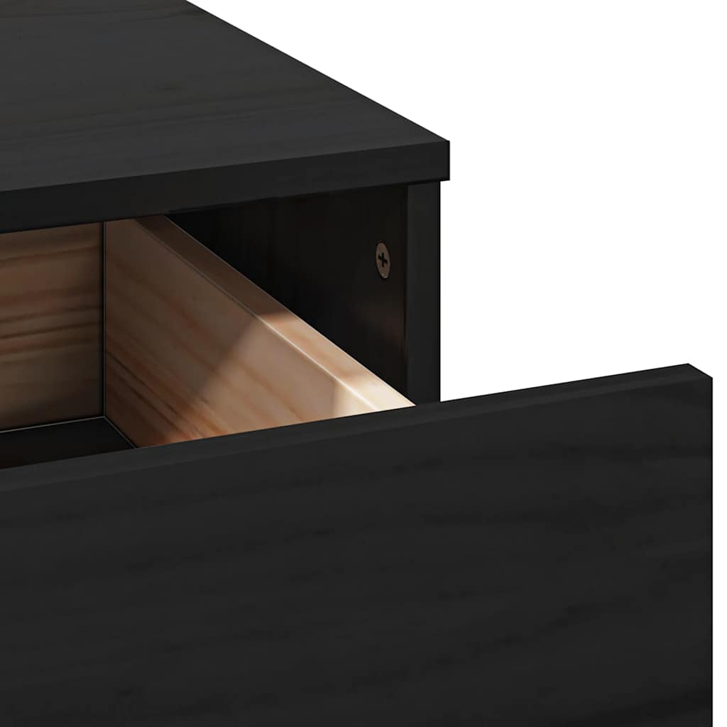 Ensemble de coiffeuse avec miroir noir bois de pin solide - XIOS