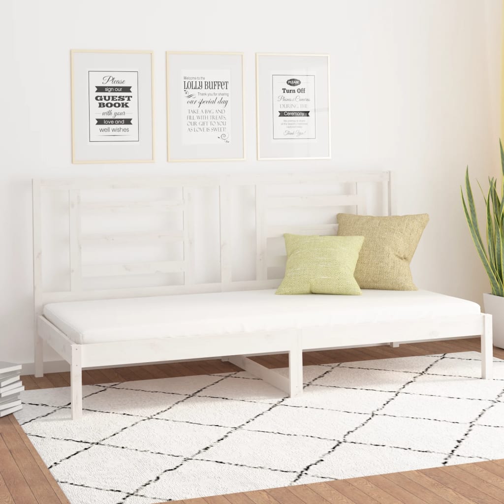 Lit de jour sans matelas blanc 90x200 cm bois de pin massif - XIOS