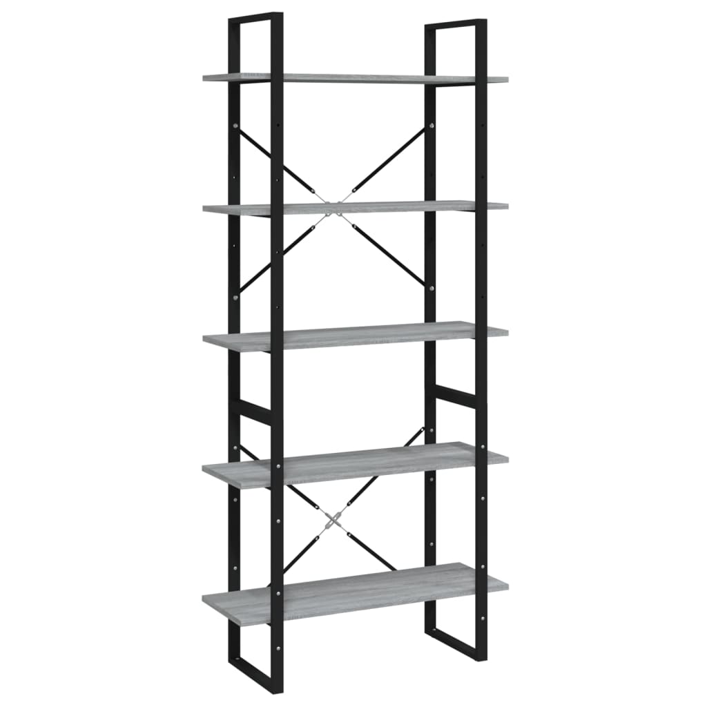 Bibliothèque 5 niveaux Sonoma gris 80x30x175 cm - XIOS