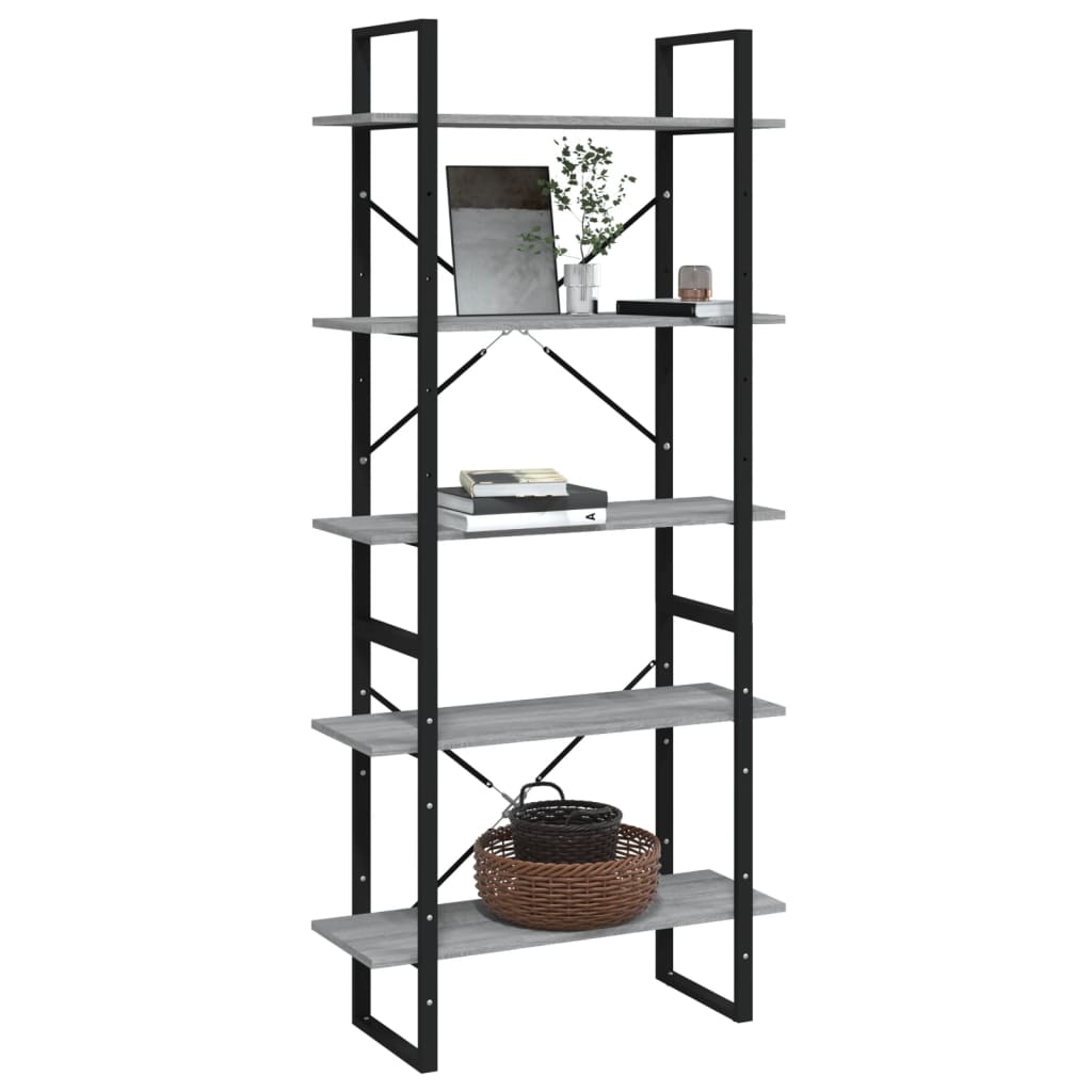 Bibliothèque 5 niveaux Sonoma gris 80x30x175 cm - XIOS
