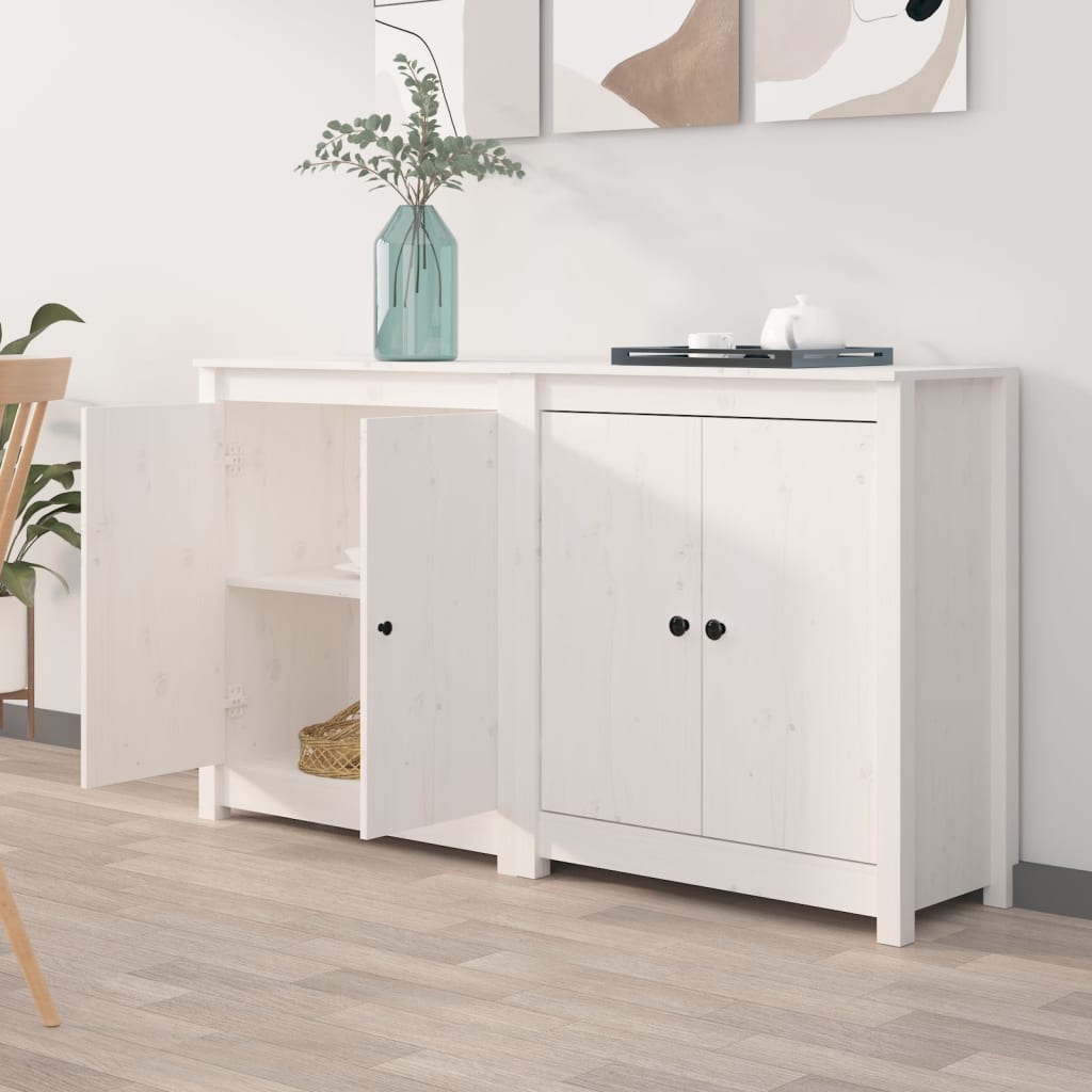 Buffets 2 pcs blanc 70x35x80 cm bois massif de pin - XIOS