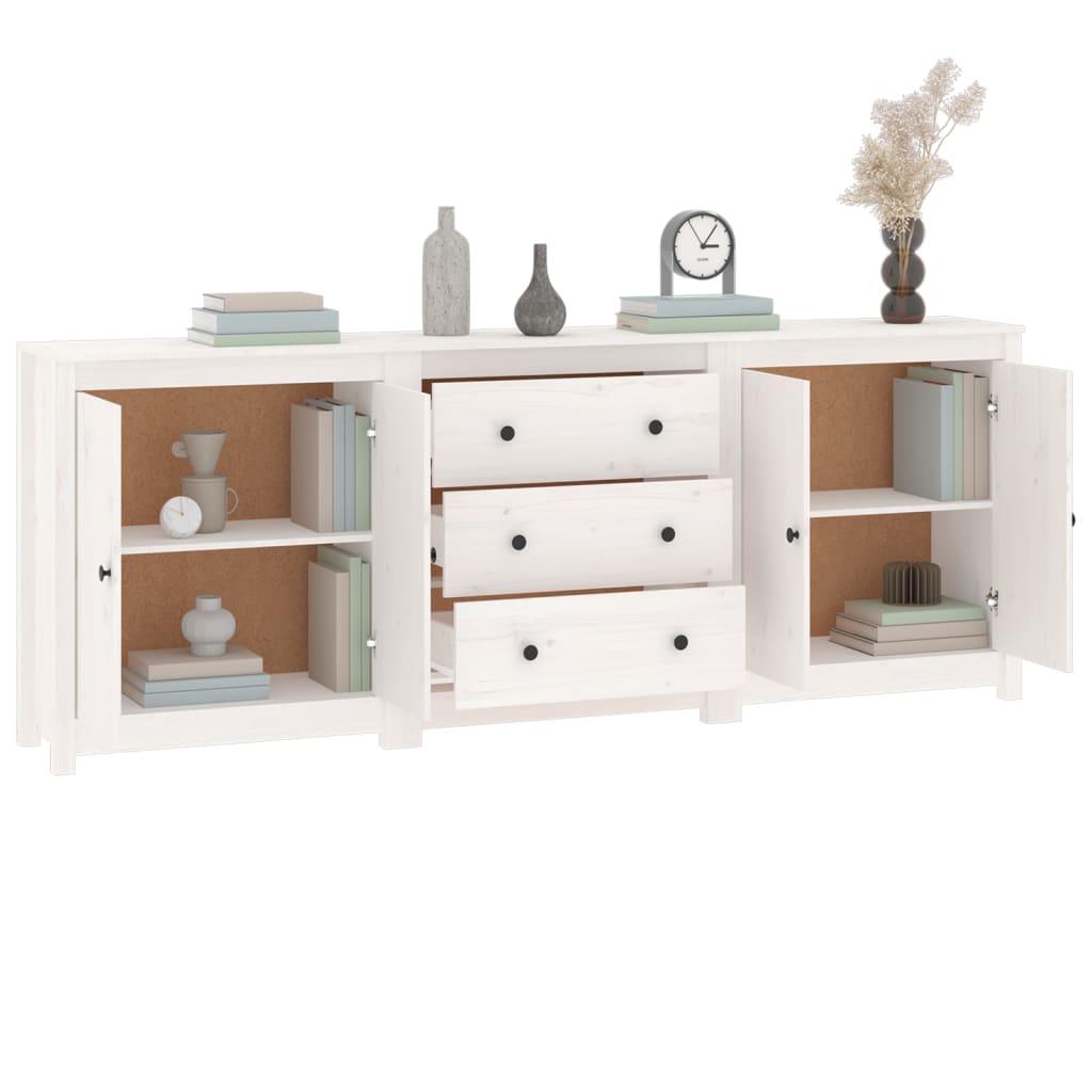 Buffet Blanc 210x35x80 cm Bois massif de pin - XIOS
