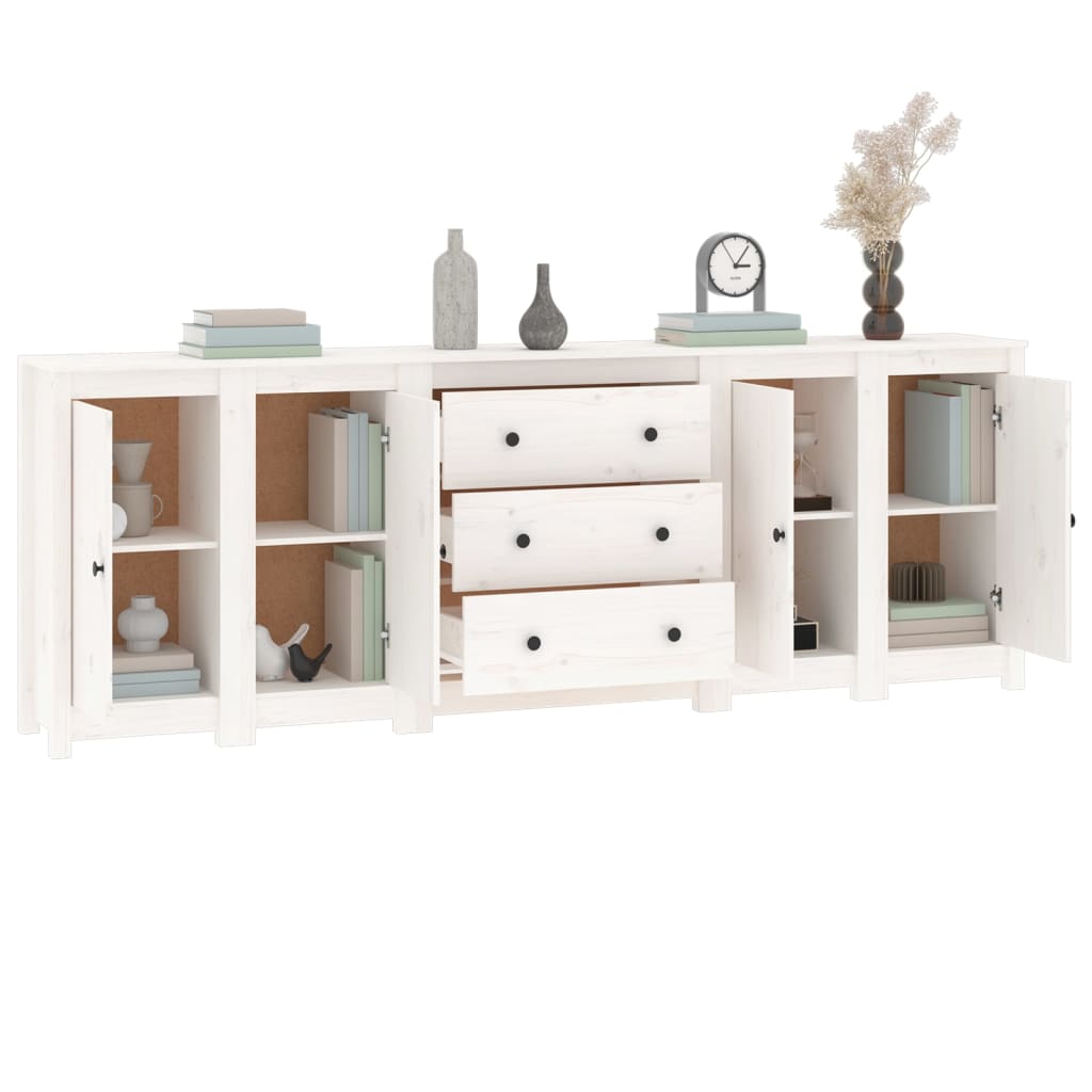Buffet Blanc 230x35x80 cm Bois massif de pin - XIOS