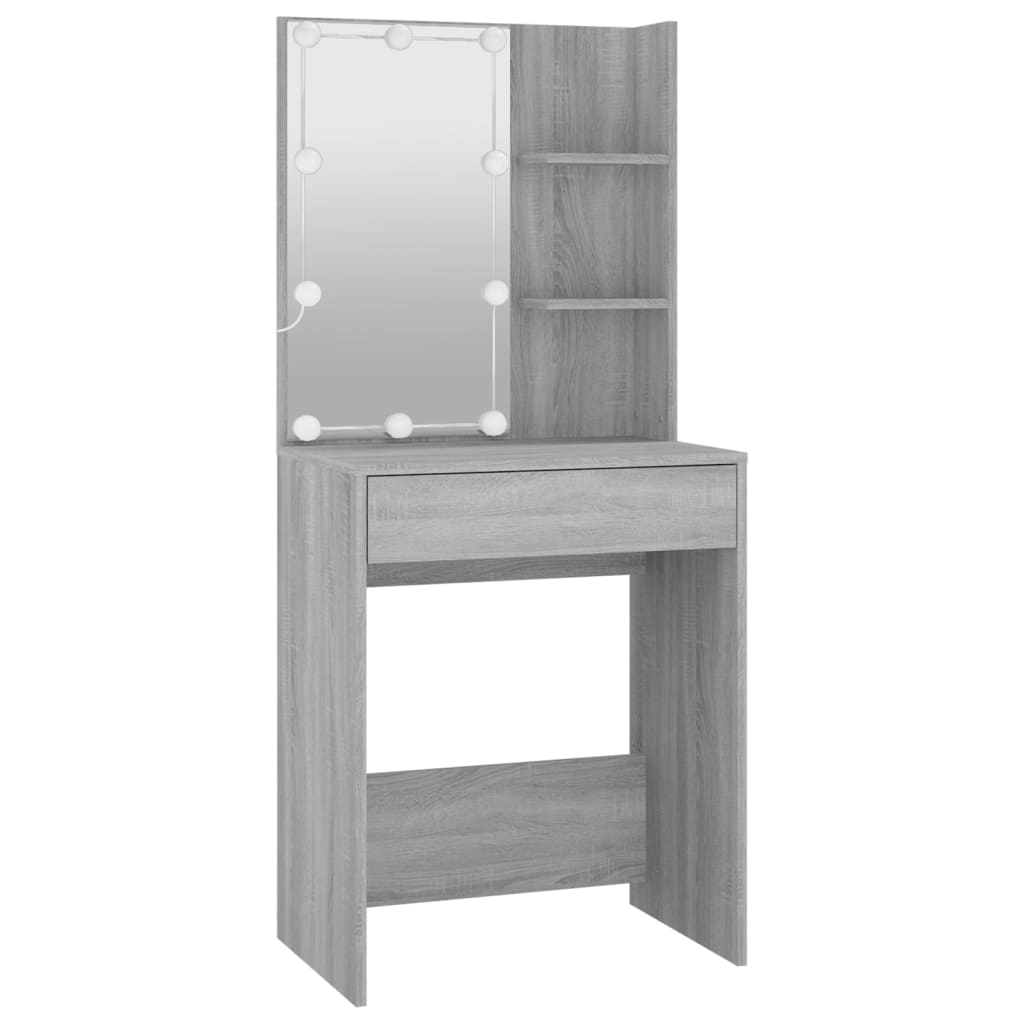 Ensemble de coiffeuse avec LED Sonoma gris Bois d'ingénierie