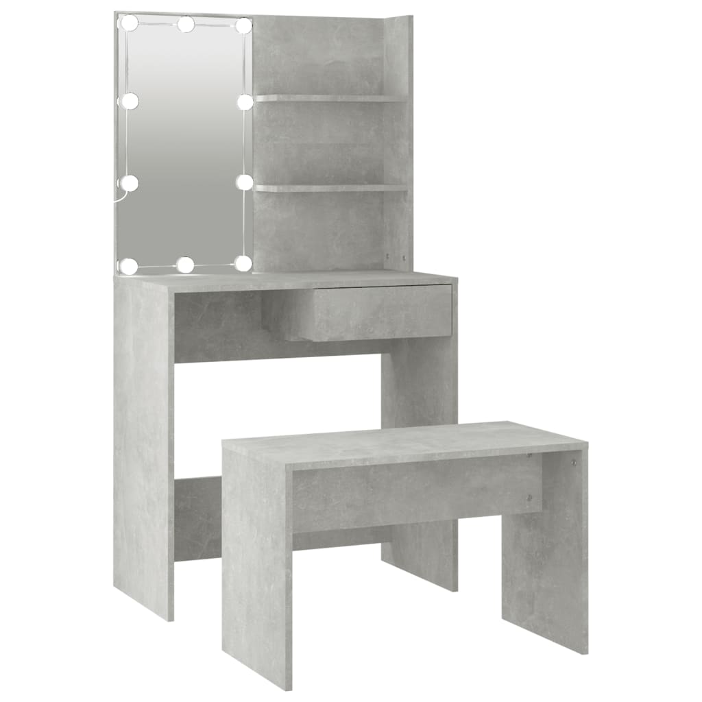 Ensemble de coiffeuse avec LED Gris béton Bois d'ingénierie - XIOS