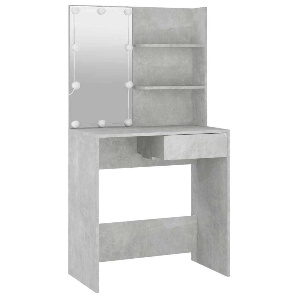 Ensemble de coiffeuse avec LED Gris béton Bois d'ingénierie - XIOS