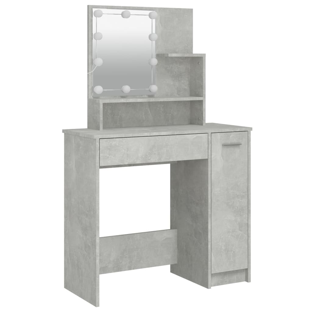 Ensemble de coiffeuse avec LED Gris béton Bois d'ingénierie - XIOS
