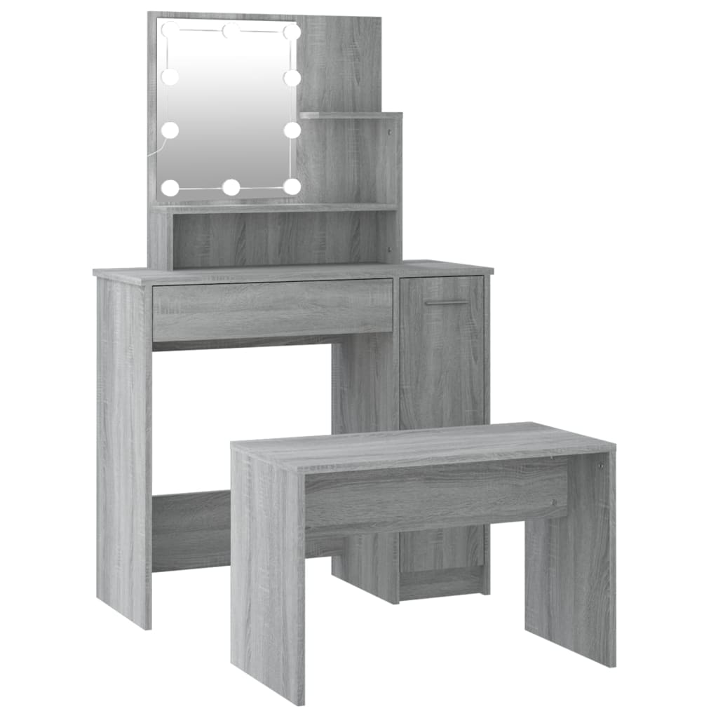 Ensemble de coiffeuse avec LED Sonoma gris Bois d'ingénierie - XIOS