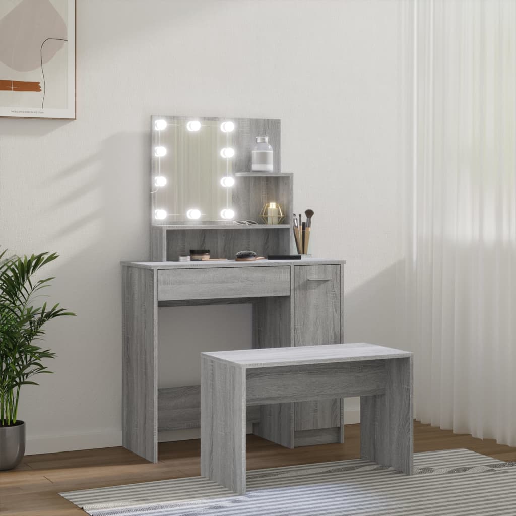 Ensemble de coiffeuse avec LED Sonoma gris Bois d'ingénierie - XIOS