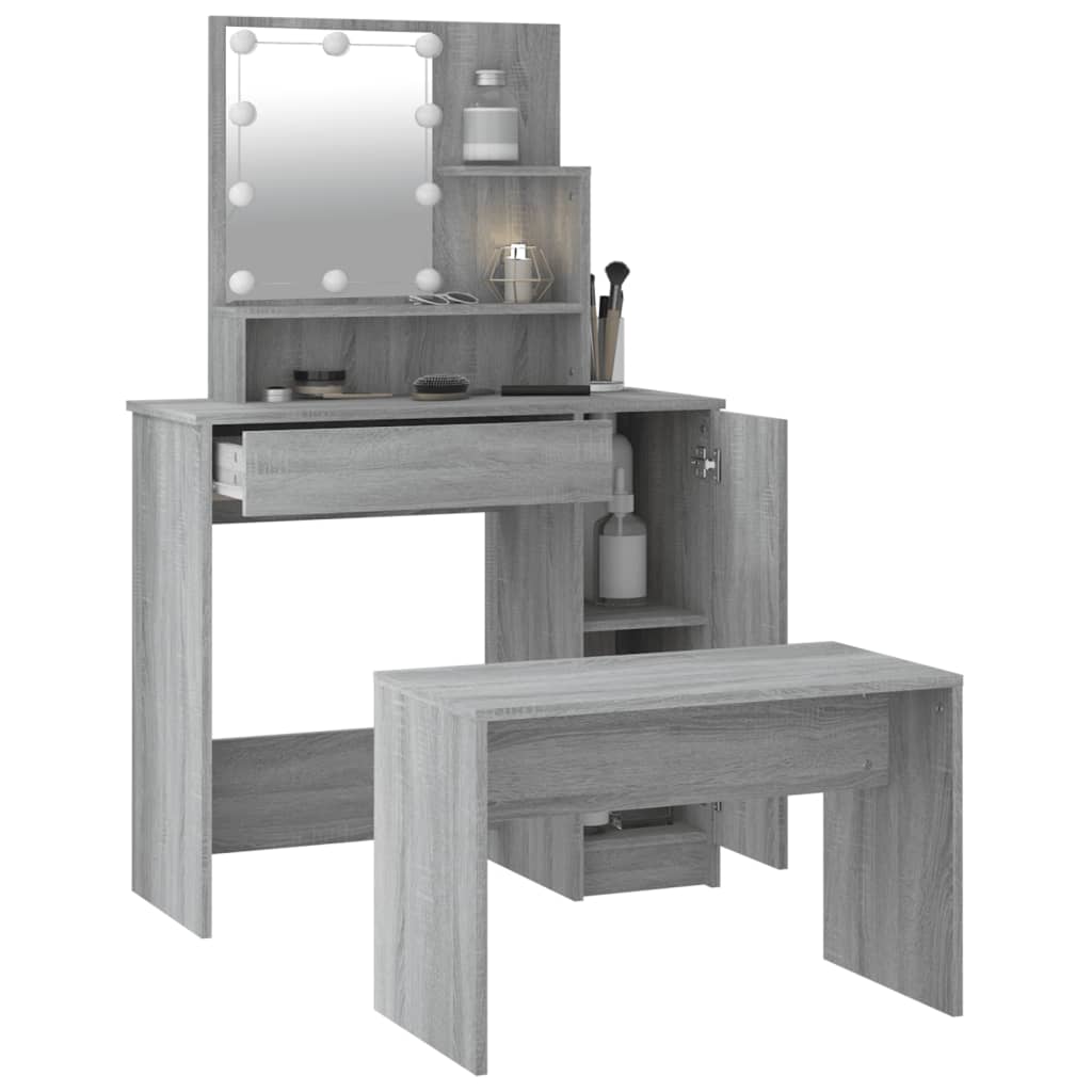 Ensemble de coiffeuse avec LED Sonoma gris Bois d'ingénierie - XIOS