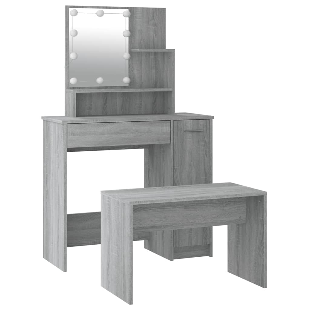 Ensemble de coiffeuse avec LED Sonoma gris Bois d'ingénierie - XIOS
