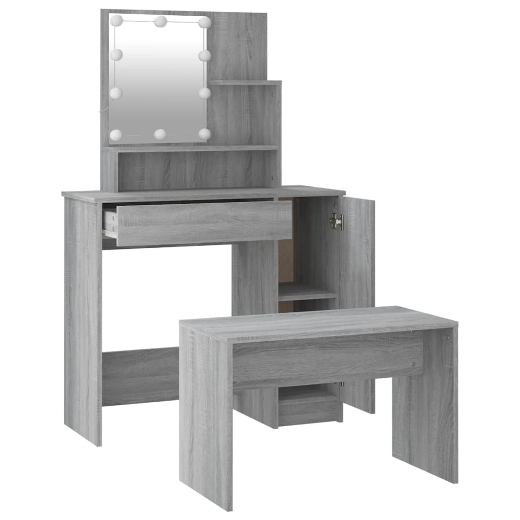 Ensemble de coiffeuse avec LED Sonoma gris Bois d'ingénierie - XIOS