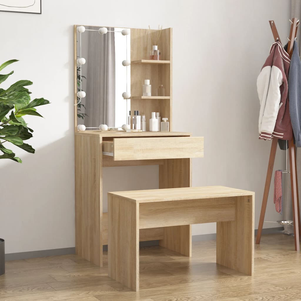 Ensemble de coiffeuse avec LED Chêne sonoma Bois d'ingénierie - XIOS