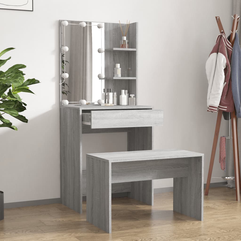 Ensemble de coiffeuse avec LED Sonoma gris Bois d'ingénierie - XIOS