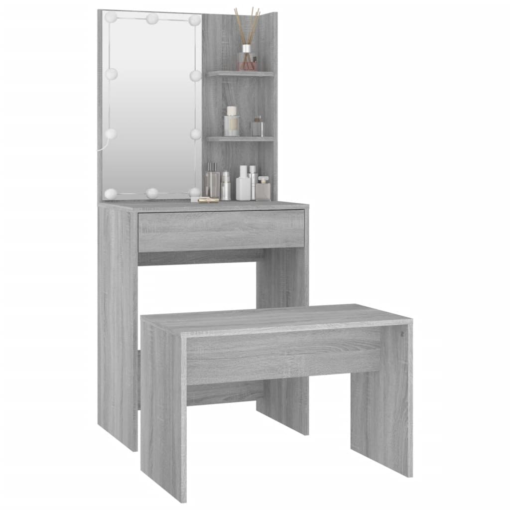 Ensemble de coiffeuse avec LED Sonoma gris Bois d'ingénierie - XIOS