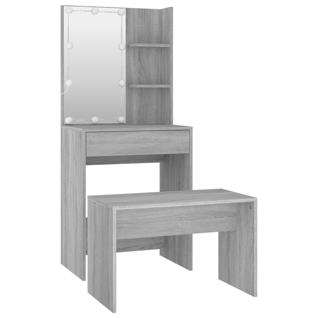 Ensemble de coiffeuse avec LED Sonoma gris Bois d'ingénierie - XIOS