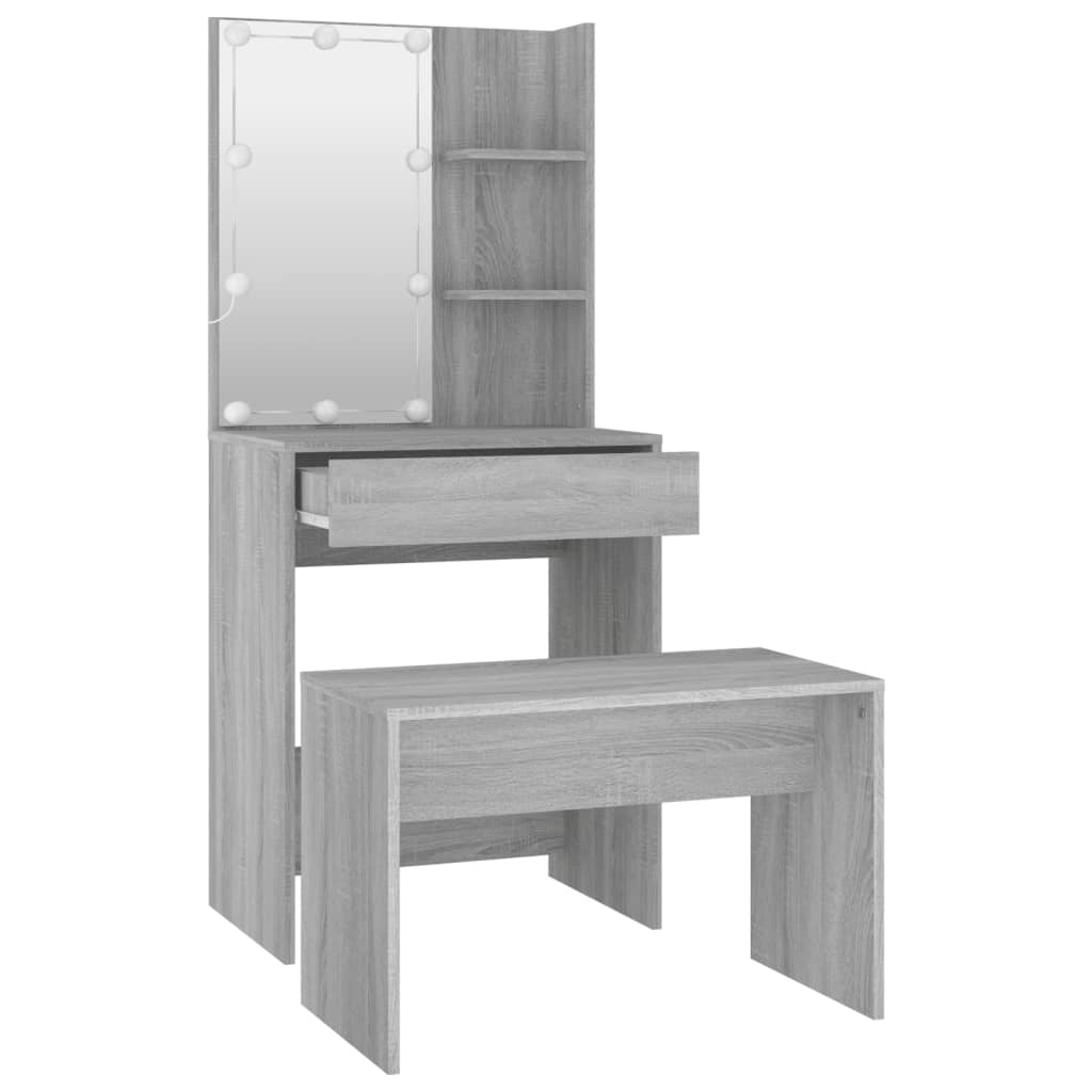 Ensemble de coiffeuse avec LED Sonoma gris Bois d'ingénierie - XIOS