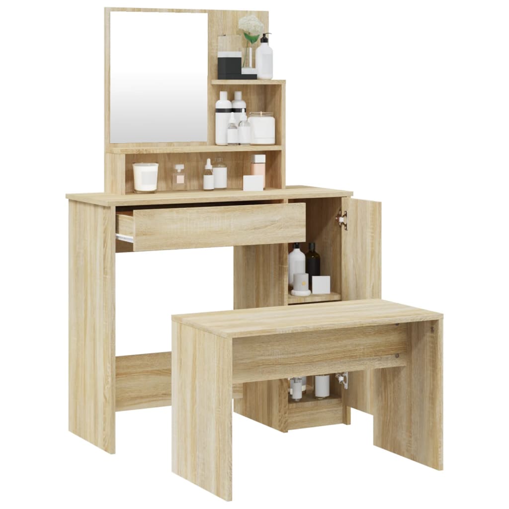 Ensemble de coiffeuse Chêne Sonoma 86,5x35x136 cm - XIOS