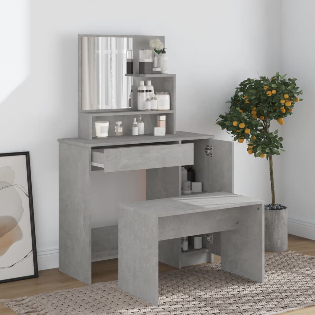 Ensemble de coiffeuse Gris béton 86,5x35x136 cm - XIOS