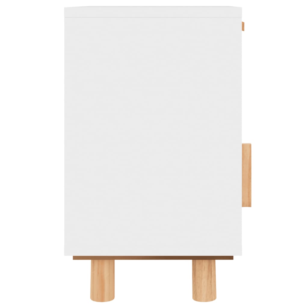 Table de chevet Blanc Bois de pin massif et rotin naturel - XIOS