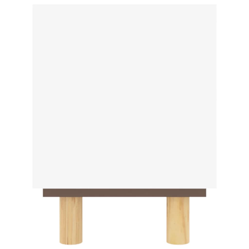 Meuble TV Blanc 80x30x40 cm Bois de pin massif et rotin naturel - XIOS