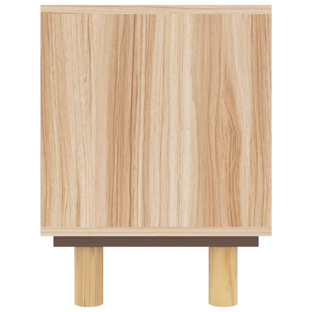 Meuble TV Marron 80x30x40cm Bois de pin massif et rotin naturel - XIOS