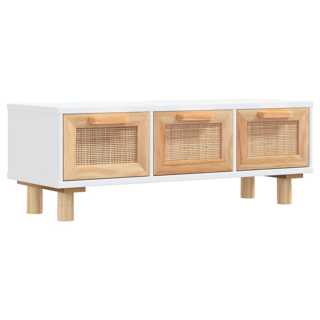 Table basse Blanc 80x40x30 cm Bois d'ingénierie et pin massif - XIOS