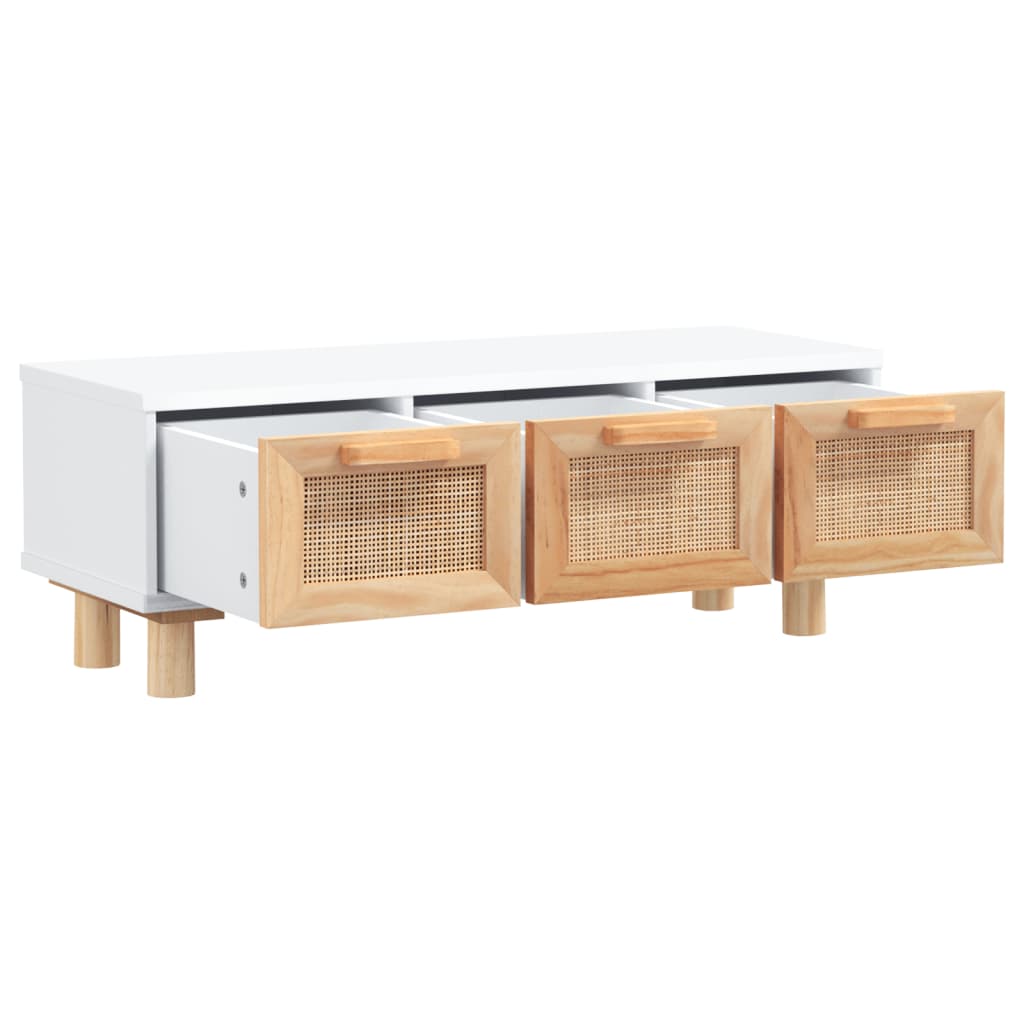 Table basse Blanc 80x40x30 cm Bois d'ingénierie et pin massif - XIOS