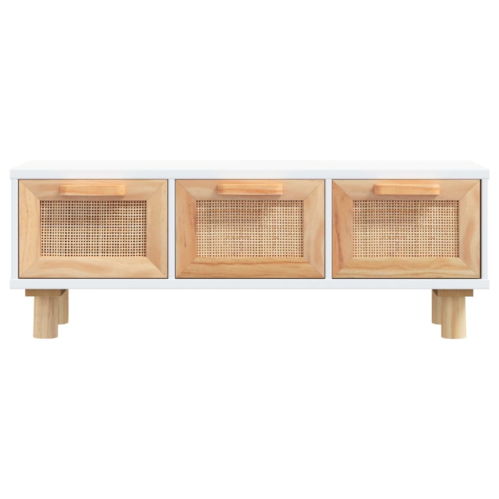 Table basse Blanc 80x40x30 cm Bois d'ingénierie et pin massif - XIOS