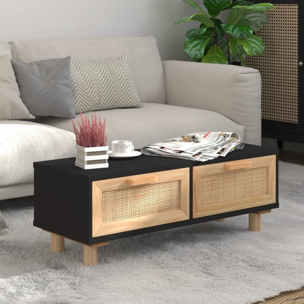 Table basse Noir 80x40x30 cm Bois d'ingénierie et pin massif - XIOS