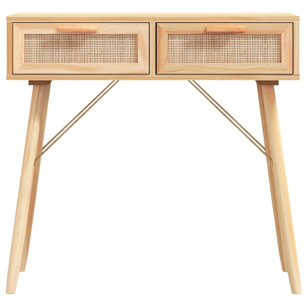 Table console Marron 80x30x75 cm Bois massif pin /rotin naturel - XIOS