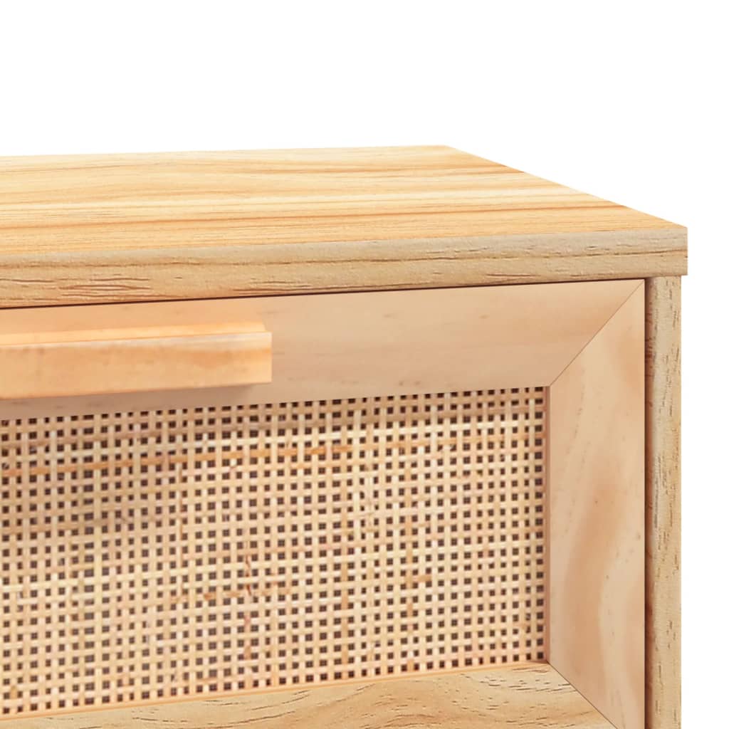 Table console Marron 80x30x75 cm Bois massif pin /rotin naturel - XIOS
