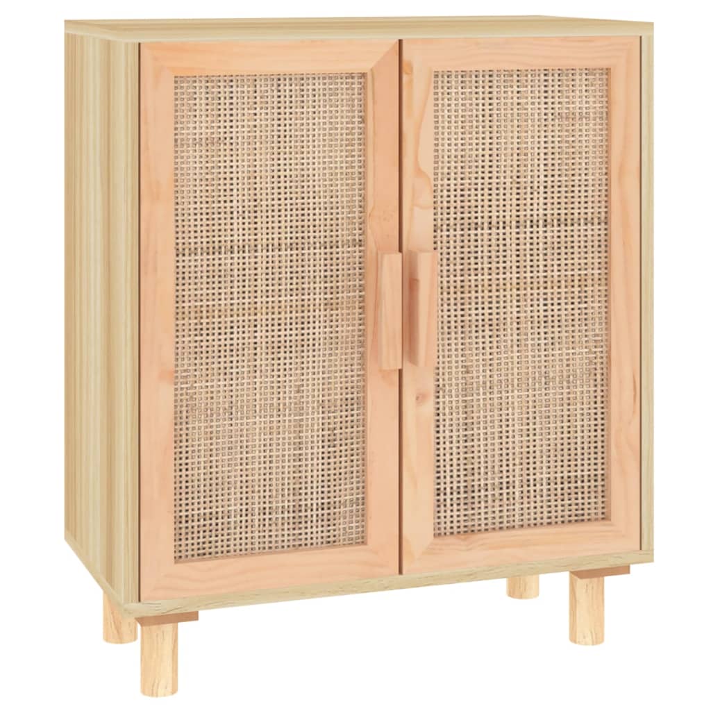 Buffet Marron 60x30x70 cm Bois de pin massif et rotin naturel - XIOS