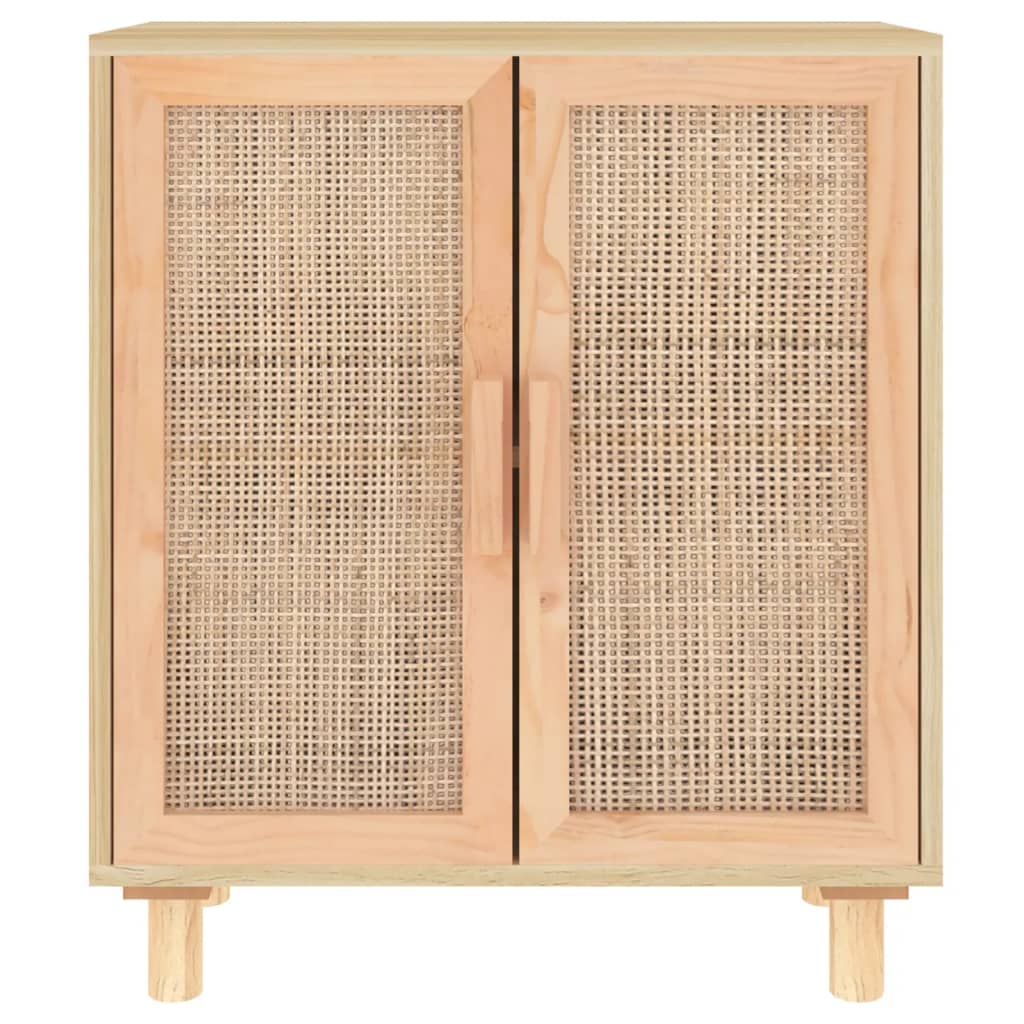 Buffet Marron 60x30x70 cm Bois de pin massif et rotin naturel - XIOS
