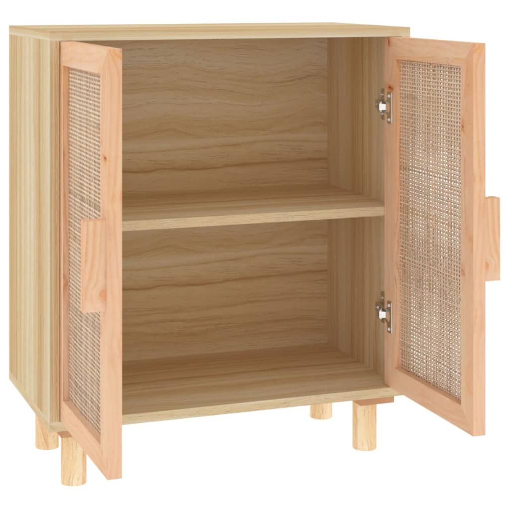 Buffet Marron 60x30x70 cm Bois de pin massif et rotin naturel - XIOS